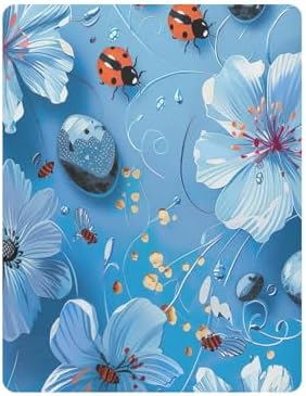 Wassud Sky-Blue Flower Crib Sheets Set