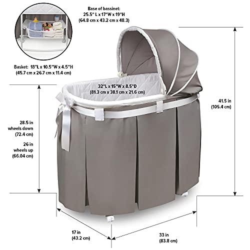 Badger Basket Wishes Rocking Bassinet with Storage and Bedding - Gray