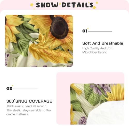 Wassud Sunflowers Crib Sheets for Boys Girls 1