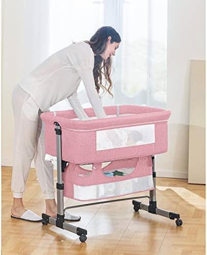 Ihoming Baby Bassinet Bedside Sleeper with Storage Pink