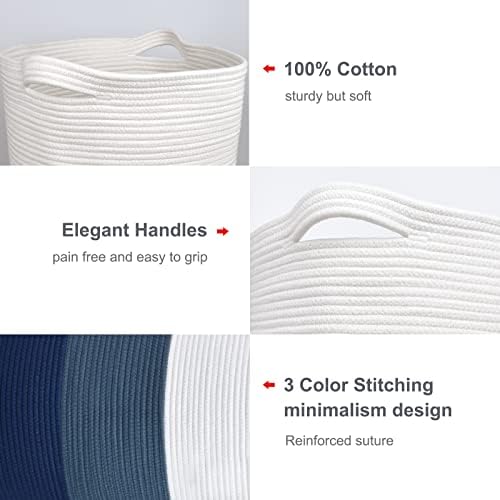 BOSROTY Large Woven Laundry Basket 72L 16x22 Multi-Use Storage
