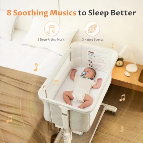 VaVaSoo Rocking Bassinet with 3 Motion Music 5 Height Adjustable