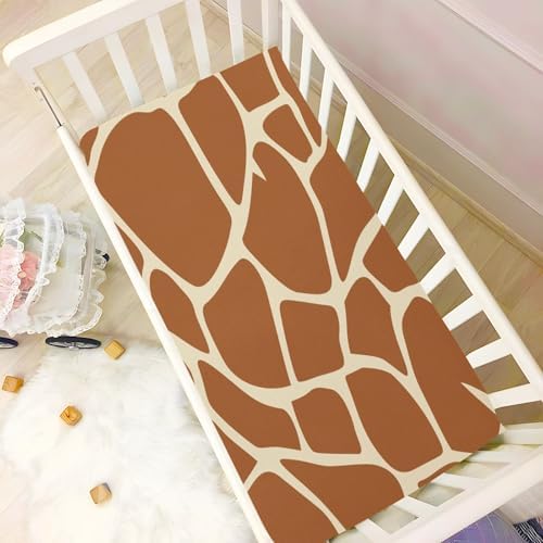 Fitted Crib Sheet Giraffe Skin Brown Stretchy Playard Sheet for Baby Toddler