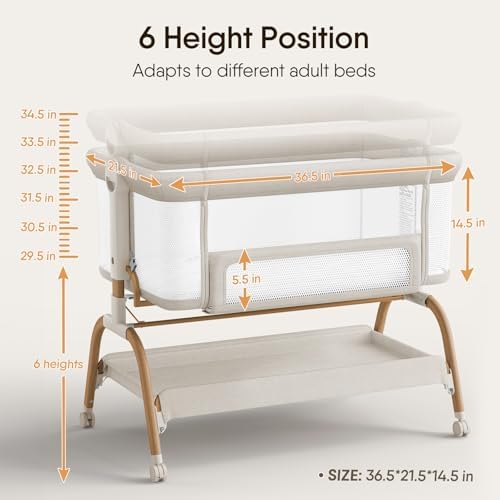 BabyBond 3-in-1 Bassinet Bedside Crib with Mattress and Sheet