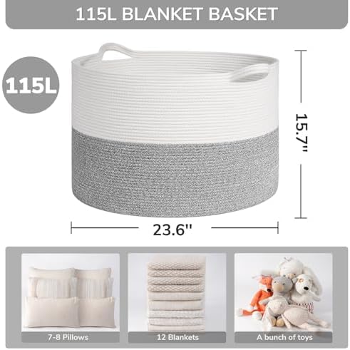 INDRESSME 115L Extra Large Blanket Basket 1