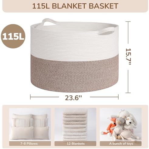 INDRESSME 115L Extra Large Blanket Basket