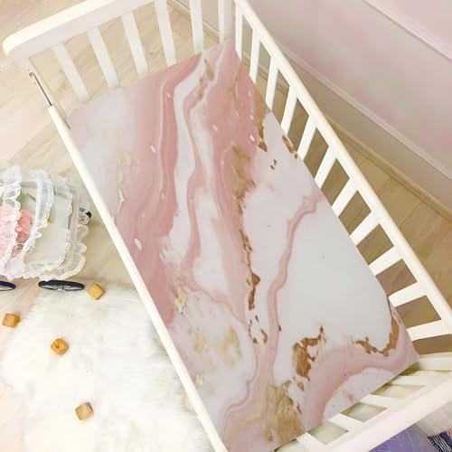 Wassud Brown Marble Crib Sheets Pack and Play Fitted 27x39 Inch