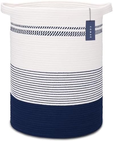 COMSE Extra Large Cotton Rope Woven Basket 157x217 Navy Blue White