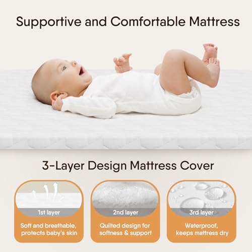 BabyBond 3-in-1 Bassinet Bedside Crib with Mattress and Sheet