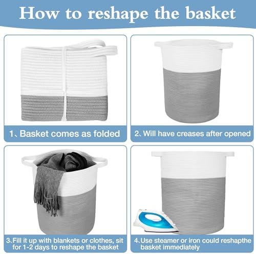 SCEDREAM 60L Woven Laundry Basket Tall Storage Hamper