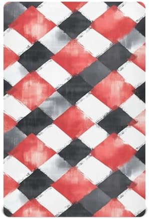 Wassud Red and Black Gingham Crib Sheets Set
