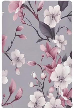 Violet Flower Crib Sheets for Boys Girls Breathable Pack and Play Set