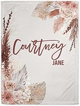 Personalized Pink Floral Baby Blanket with Monogram