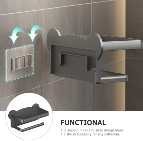 HOMSFOU Grey Toilet Paper Holder Wall Mount Organizer