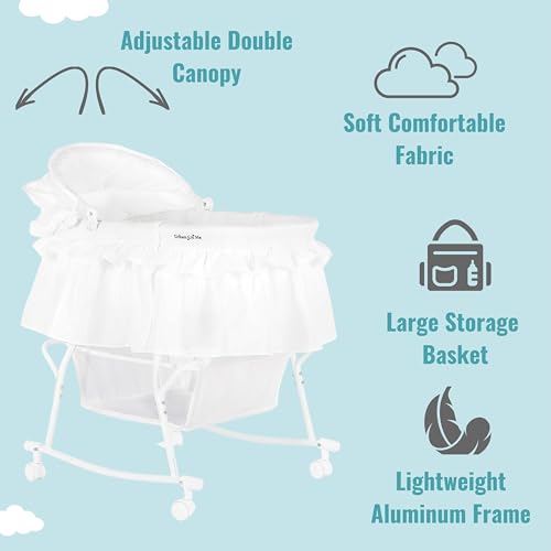 Dream On Me Lacy Portable Bassinet with Cradle Conversion