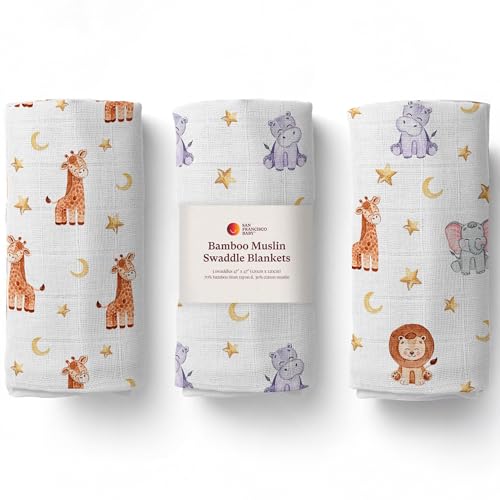 San Francisco Baby Muslin Swaddle Blankets 3-Pack 1