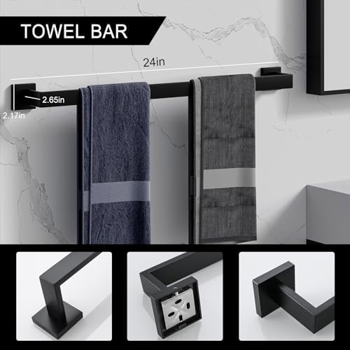5-Piece Matte Black Bathroom Hardware Set