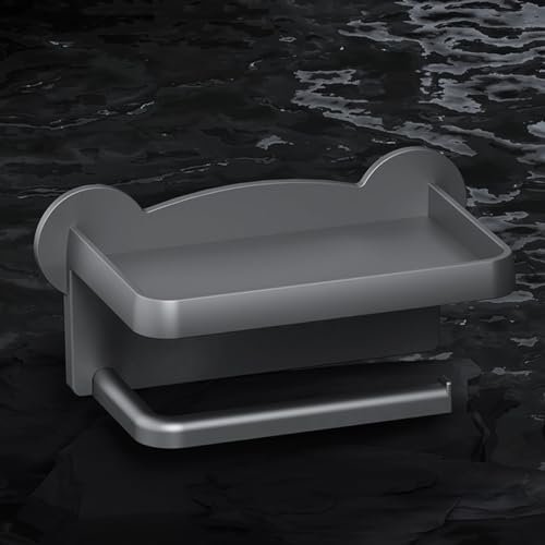 HOMSFOU Grey Toilet Paper Holder Wall Mount Organizer