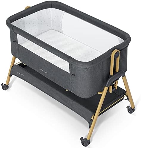 ANGELBLISS Baby Bassinet with Washable Mattress and 6-Level Adjustability