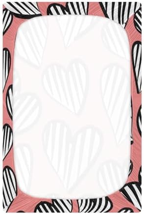 KICPOAY Heart Striped Crib Sheets Playard for Baby Toddler