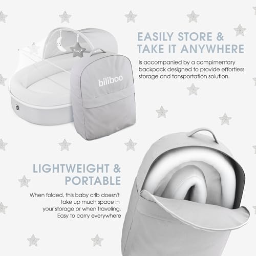 Biliboo Premium Baby Lounger Nest Foldable Travel Bassinet with Mesh Canopy and Toys