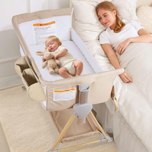 BIERUM Baby Bassinet with Adjustable Height and Storage
