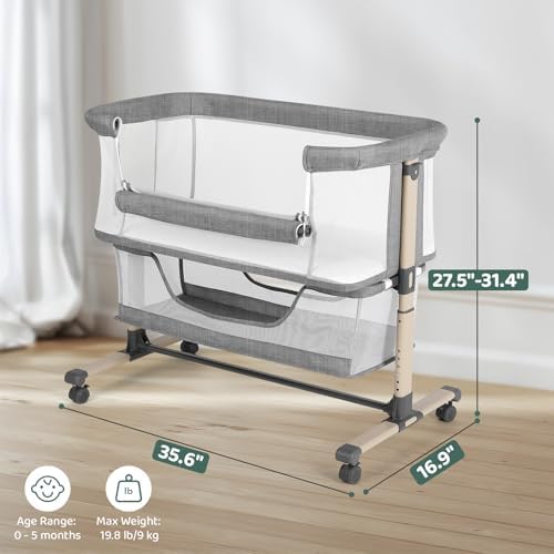 Cowiewie Bassinet Bedside Sleeper Portable Breathable