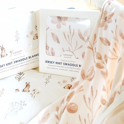 GRSSDER Super Soft Jersey Knit Swaddle Blanket for Baby Girls