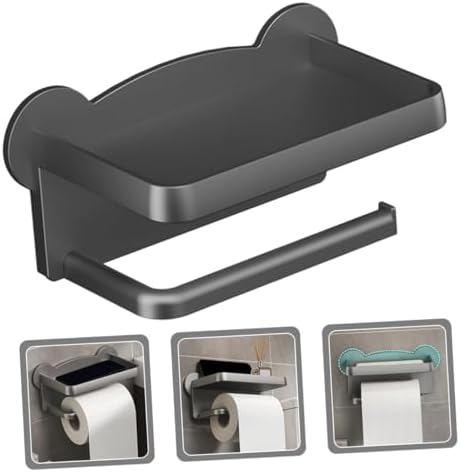 Wall Mounted Toilet Paper Holder with Shelf for Bathroom