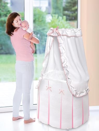 Badger Basket Majesty Canopy Bassinet with Storage and Mattress