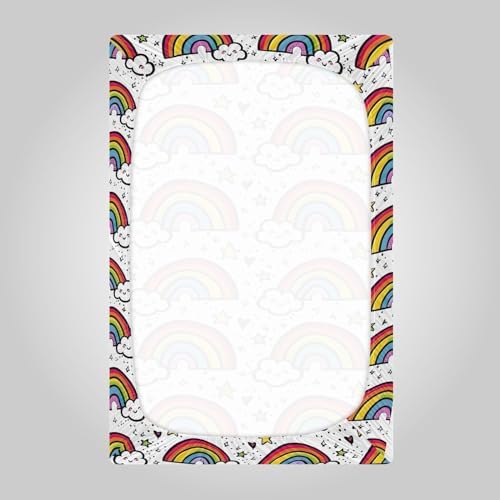 Wassud Rainbow Crib Sheets Set for Boys Girls