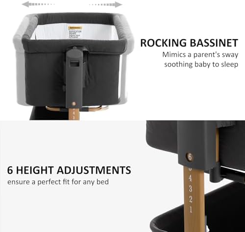 LovliTod 3 in 1 Bedside Bassinet with 6 Height Adjustments
