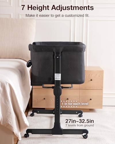 Larex Baby Bassinet 3 in 1 Bedside Sleeper with Mattress and Wheels