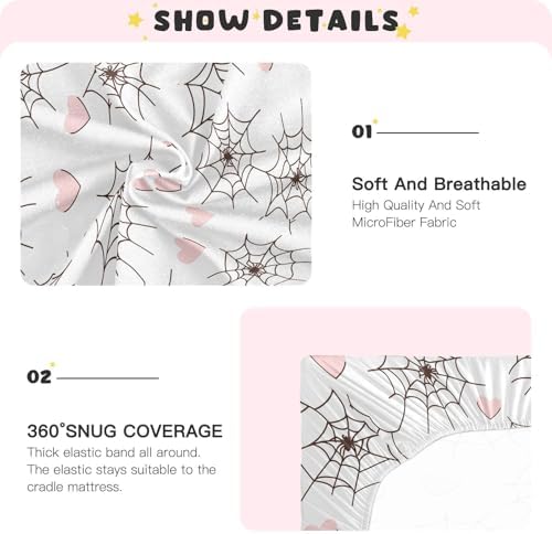 Wassud Spider Crib Sheets Breathable Pack and Play Sheets