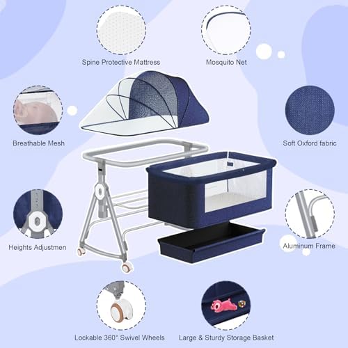 YTHFGRT 3 in 1 Bedside Bassinet for Baby 1