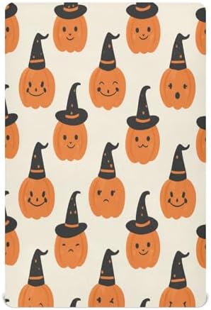 FUGIDOG Halloween Pumpkin Crib Sheets Soft Breathable 1