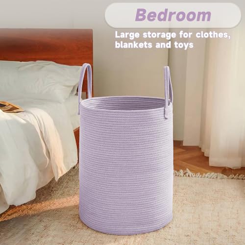 JMvicyroam Large Woven Cotton Rope Hamper 60L Purple