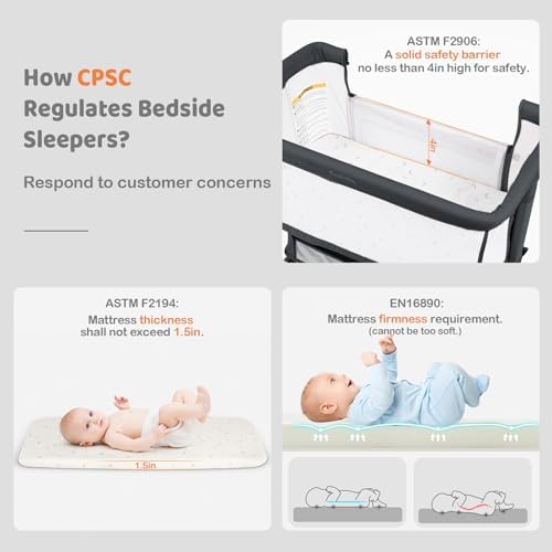 Ezebaby Bedside Bassinet with 7 Heights and Wheels