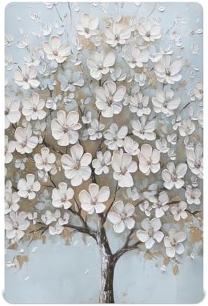 Wassud White Cherry Blossom Crib Sheets 28x52
