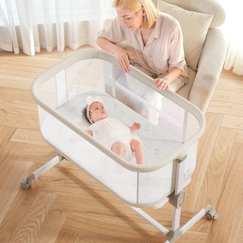 Fodoss Baby Bassinet with Wheels and 7 Height Adjustments