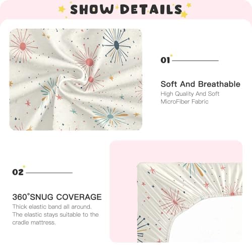Wassud Fireworks Crib Sheets Pack and Play Fitted 27x39 Inch
