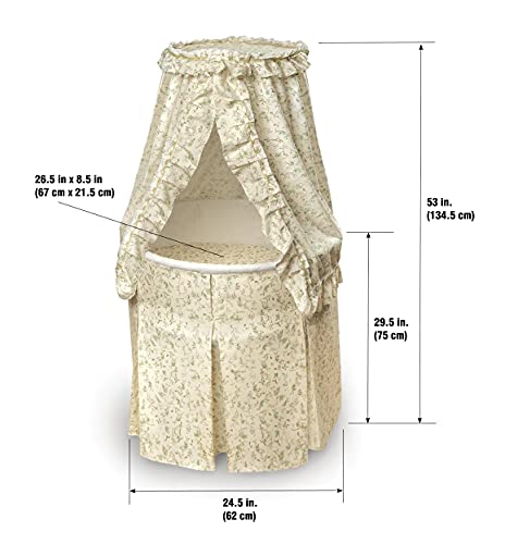 Badger Basket Empress Canopy Bassinet - 2-in-1 Rocking Cradle with Storage