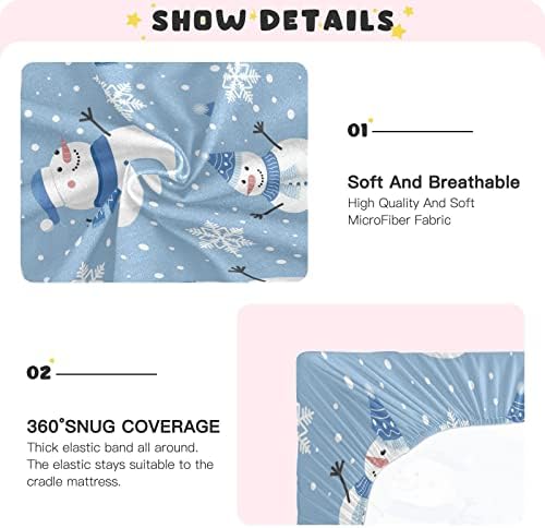 Kigai Christmas Snowman Snowflake Crib Sheets for Baby