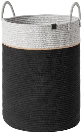 LA JOLIE MUSE Cotton Rope Storage Basket - Ebony Black XL