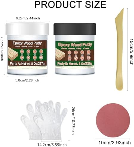 A-HEYIDA Epoxy Wood Filler - 16 oz Dark Red Putty