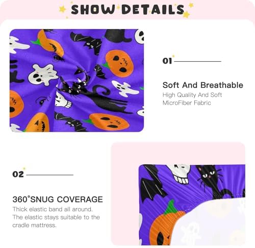 FUGIDOG Halloween Crib Sheets for Boys Girls