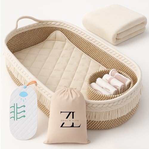 ZEALN LIFE Baby Changing Basket Bundle Beige
