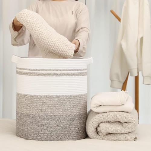 Cotton Rope Laundry Hamper 80L - Pink Rainbow Storage Basket