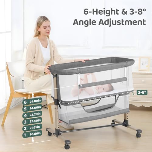 Cowiewie Bassinet Bedside Sleeper Portable Breathable