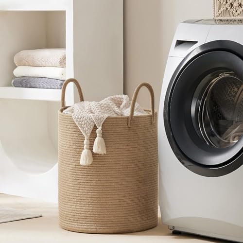 YOUDENOVA Jute Rope Tall Laundry Hamper Basket 72L Capacity
